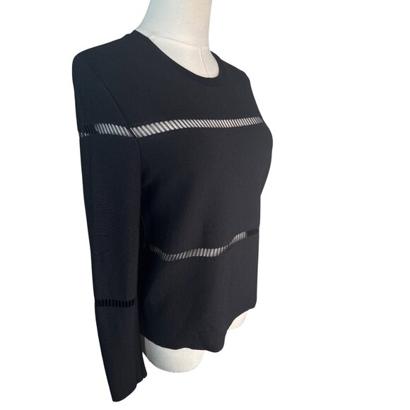 2/$30 ZARA  Black Sheer Medium Stripe Cut Out Knit Sweater Premium Collection - Picture 5 of 12